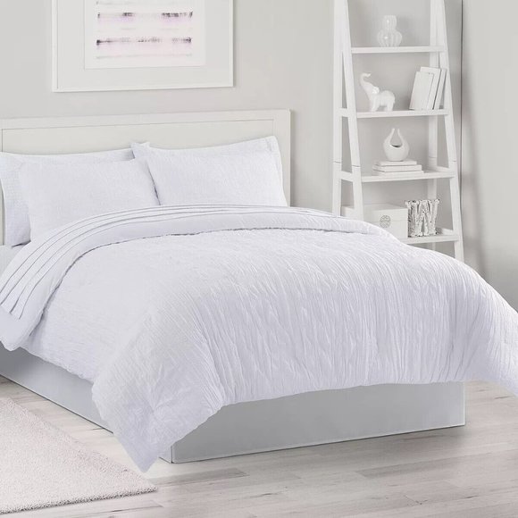 8 PC QUEEN The Big One Bright White Comforter Bedding Set w Sheets - Picture 1 of 7
